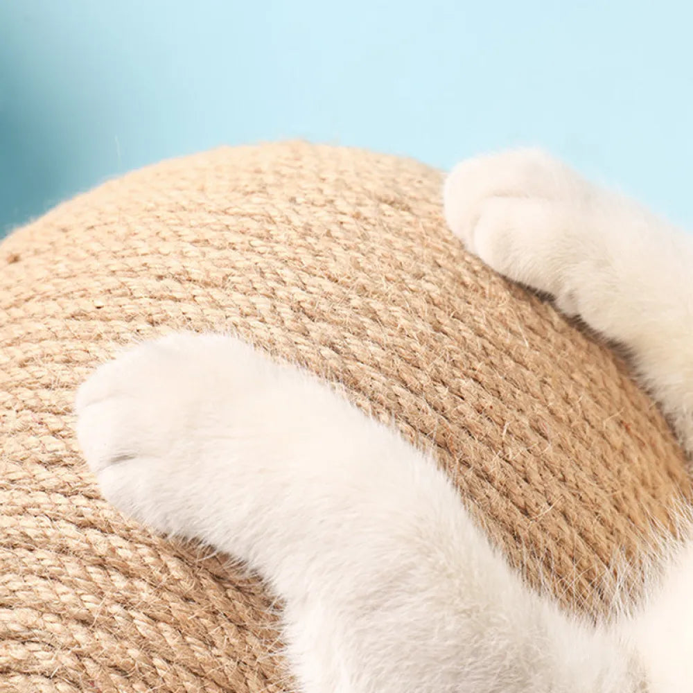 Vibe Geeks Cat Wooden Scratching Post Interactive Sisal Pet Scratching Ball