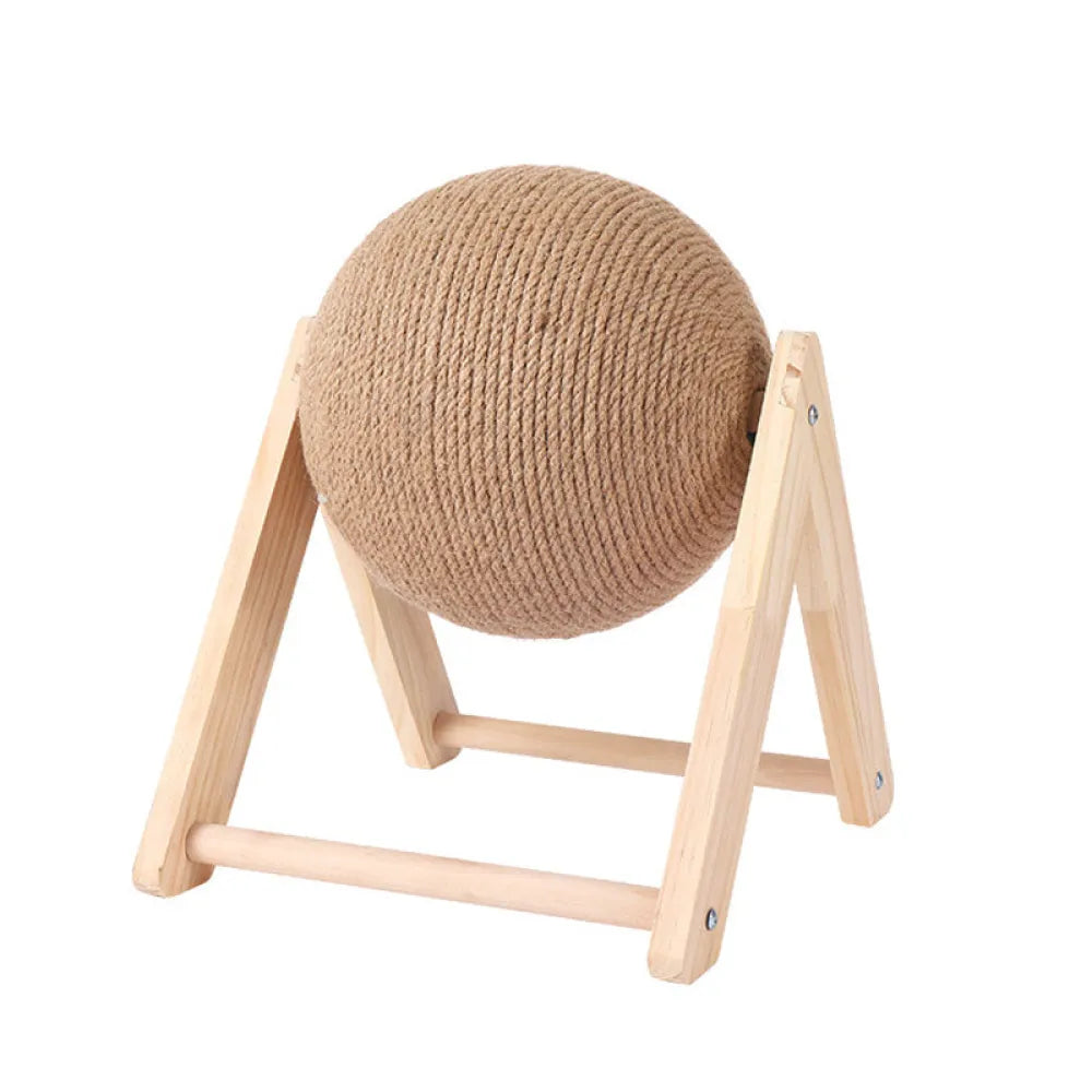 Vibe Geeks Cat Wooden Scratching Post Interactive Sisal Pet Scratching Ball