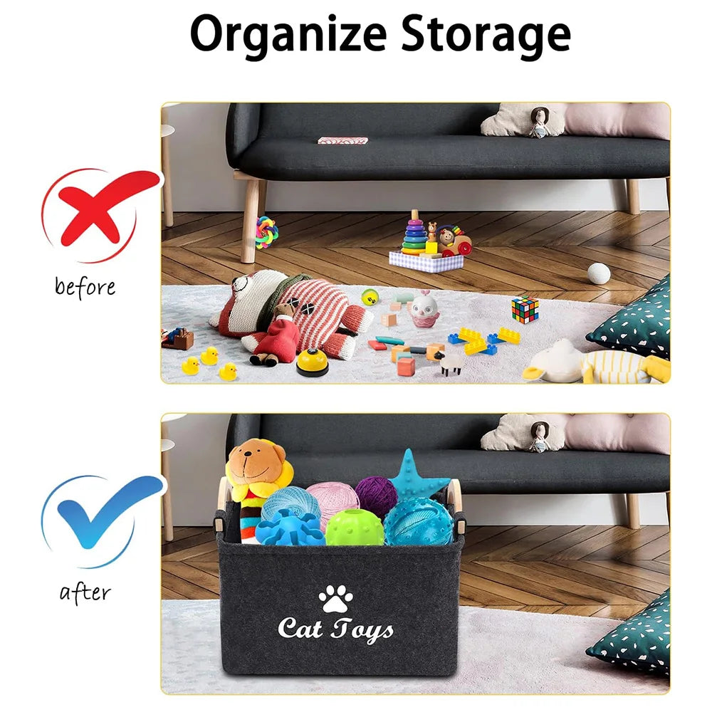 Felt Pet Toy Box Cat Toy Storage Box