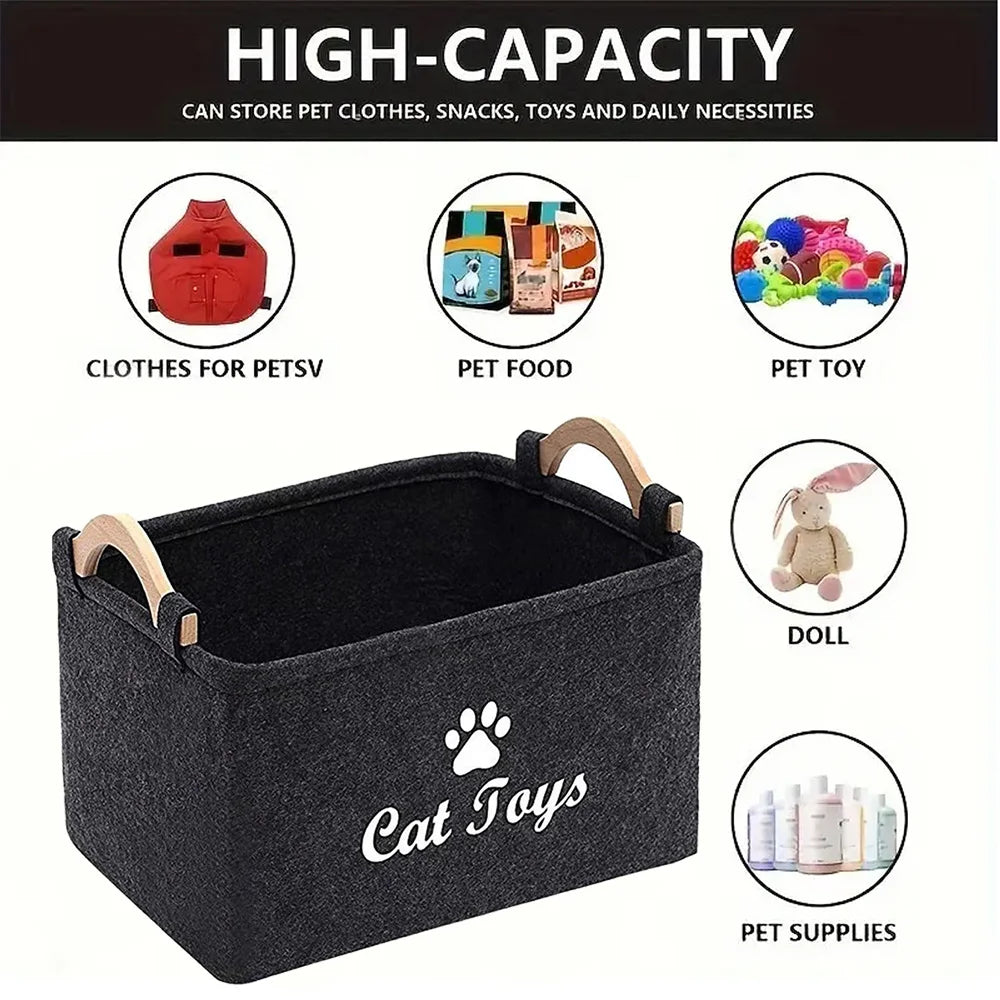 Felt Pet Toy Box Cat Toy Storage Box