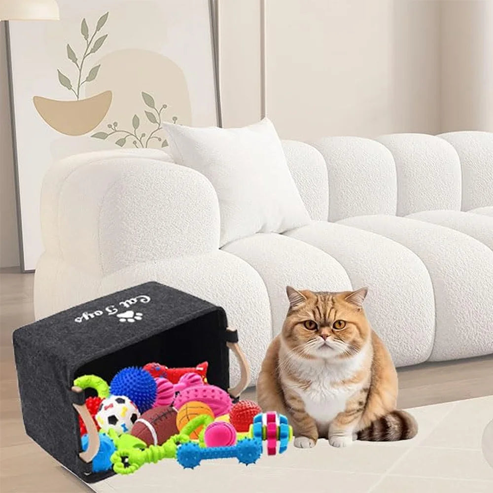Felt Pet Toy Box Cat Toy Storage Box